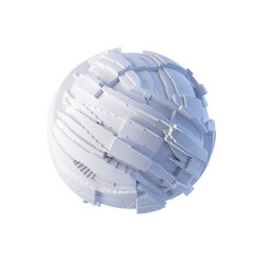 Poster - 3d render of spherical shape with random blocks. Dynamic futuristic background.	
