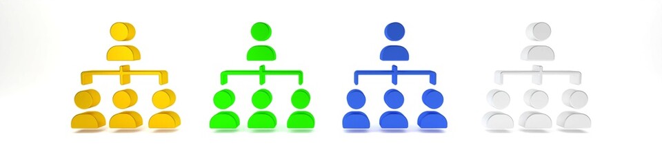 Poster - colorful business hierarchy organogram chart infographics icon isolated on white background. corpora