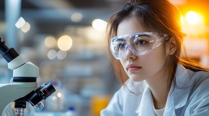 Poster - Biotech Laboratory Manager Overseeing Control Testing of Cell Culture Media in a Futuristic and Minimalist Interior with Soft Lighting