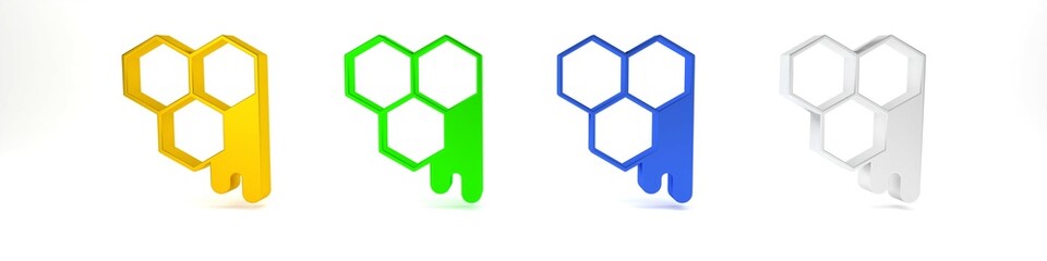 Poster - colorful honeycomb icon isolated on white background. honey cells symbol. sweet natural food. minima