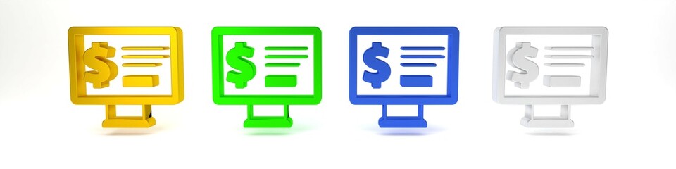Poster - colorful monitor with dollar icon isolated on white background. sending money around the world, mone