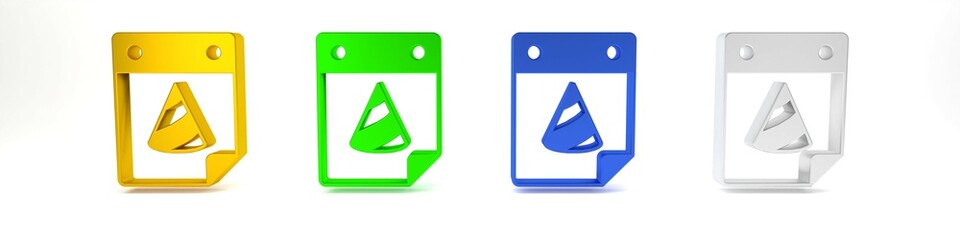 Poster - colorful calendar party icon isolated on white background. event reminder symbol. minimalism concept