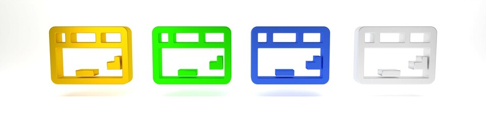 Poster - Colorful Computer keyboard icon isolated on white background. PC component sign. Minimalism concept. 3D render illustration