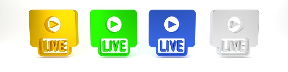 Poster - Colorful Live streaming online videogame play icon isolated on white background. Minimalism concept. 3D render illustration