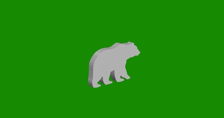 Poster - Isolated realistic white bear icon front view with shadow. 3d illustration on green chroma key background