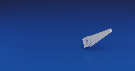 Poster - Isolated realistic white hand saw symbol with shadow. Located on the right side of the scene. 3d illustration on transparent background