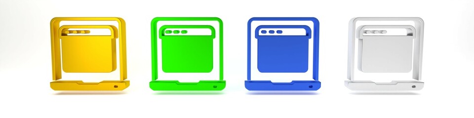Poster - colorful laptop with browser window icon isolated on white background. computer notebook with empty 