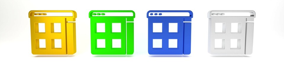 Poster - Colorful Browser files icon isolated on white background. Minimalism concept. 3D render illustration