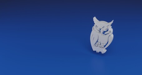 Poster - Isolated realistic white owl symbol with shadow. Located on the right side of the scene. 3d illustration on transparent background