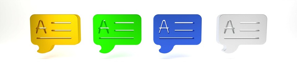 Poster - colorful speech bubbles with answer icon isolated on white background. faq sign. chat speech bubble 