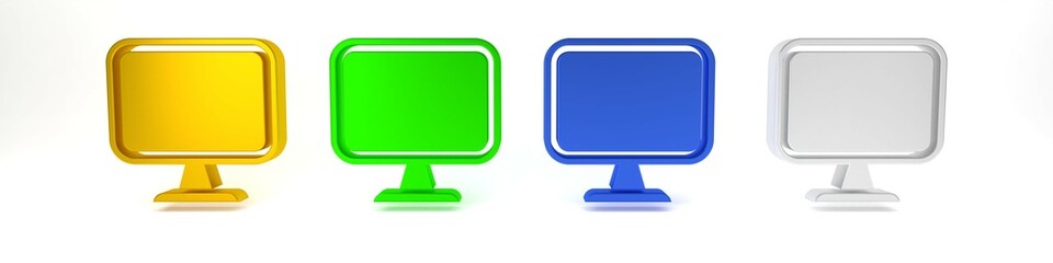 Poster - colorful computer monitor screen icon isolated on white background. electronic device. front view. m