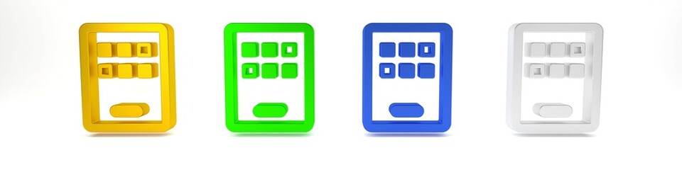 Poster - colorful graphic tablet icon isolated on white background. minimalism concept. 3d render illustratio