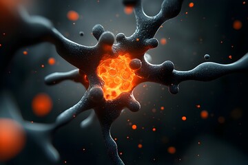 Poster - Captivating Abstract Depiction of the Intricate Molecular Architecture Underlying Natural Forms Delicate Fractal Structures Luminescent Cellular Networks and Shimmering Energy Fields