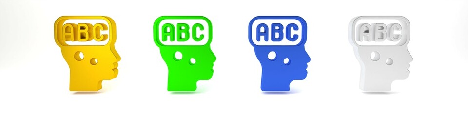 Poster - Colorful Learning foreign languages icon isolated on white background. Minimalism concept. 3D render illustration