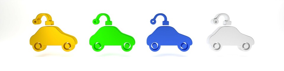 Poster - Colorful Radio controlled car toy icon isolated on white background. Control remote car toy. Minimalism concept. 3D render illustration