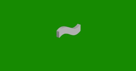 Poster - Isolated realistic white tilde symbol front view with shadow. 3d illustration on green chroma key background