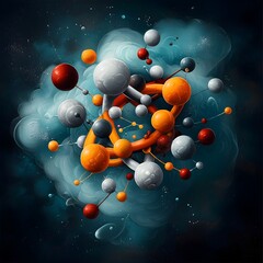 Poster - Captivating Molecular Mesmerizing Depiction of the Complex and Beautiful Molecular World Showcasing Intricate Atomic Structures in Vivid Hues and Hypnotic Patterns of Chemical Bonds