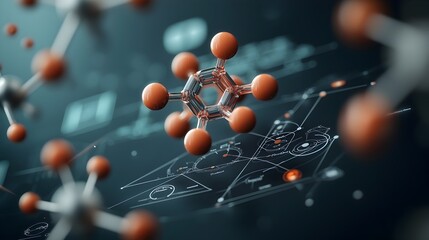 Poster - Captivating and Intricate Molecular Diagram Showcasing a Mesmerizing Arrangement of Atoms and Hypnotic Chemical Geometry