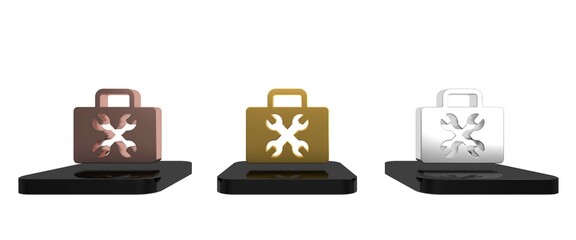 Poster - Colorful Toolbox icon isolated on white background. Tool box sign. Minimalism concept. 3D render illustration
