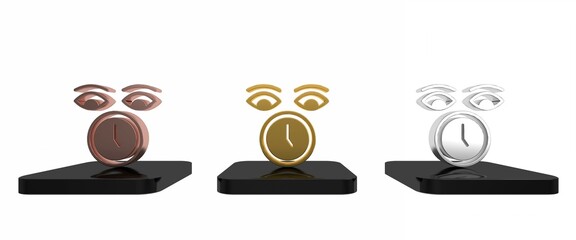 Poster - Colorful Clock icon isolated on white background. Time symbol. Minimalism concept. 3D render illustration