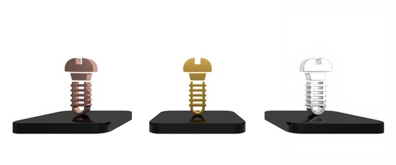 Poster - Colorful Metallic screw icon isolated on white background. Minimalism concept. 3D render illustration