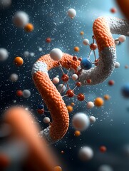 Poster - 3D Rendered Depicting the Molecular Level Structure of the Insulin Protein Zooming in to Showcase the Detailed Arrangement of Atoms and Chemical Bonds that Make Up This Essential Biochemical Compound