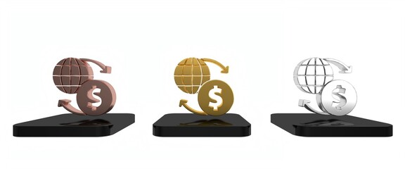 Poster - Colorful Money exchange icon isolated on white background. Euro and Dollar cash transfer symbol. Banking currency sign. Minimalism concept. 3D render illustration