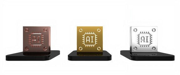 Fototapete - Colorful Computer processor with microcircuits CPU icon isolated on white background. Chip or cpu with circuit board sign. Micro processor. Minimalism concept. 3D render illustration
