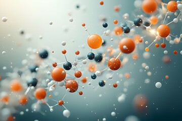 Poster - Molecular Magic An intricate and mesmerizing depiction of the building blocks of matter with swirling subatomic particles and glowing energy fields