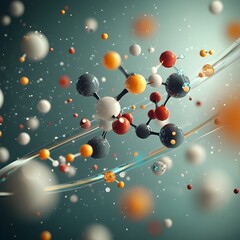 Poster - Captivating Molecular Majesty A Visually Stunning Depiction of Dynamic Atomic Structures Prismatic Electron Trails and Radiant Energy Fields