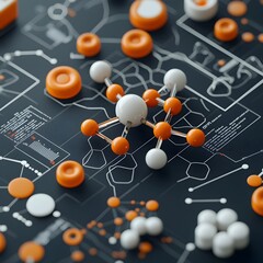Poster - molecular formations an visualization of the fundamental building blocks of matter showcasing elegan