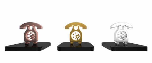 Poster - Colorful Telephone handset icon isolated on white background. Phone sign. Minimalism concept. 3D render illustration
