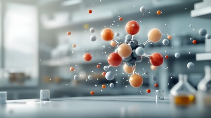 Poster - Hypnotic Molecular Kaleidoscope A visually captivating of the dynamic interplay of subatomic particles swirling in a mesmerizing array of vibrant hues within a surreal futuristic laboratory setting