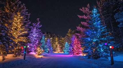 Sticker - A beautifully decorated Christmas tree with gold, silver and red ornaments and soft, warm glowing lights.