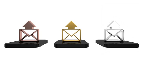 Poster - Colorful Mail and e-mail icon isolated on white background. Envelope symbol e-mail. Email message sign. Minimalism concept. 3D render illustration