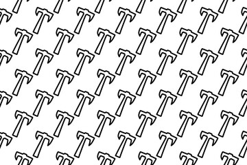 Poster - Seamless pattern completely filled with outlines of axe symbols. Elements are evenly spaced. Illustration on transparent background