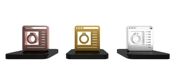 Poster - Colorful Jewelry online shopping icon isolated on white background. Minimalism concept. 3D render illustration