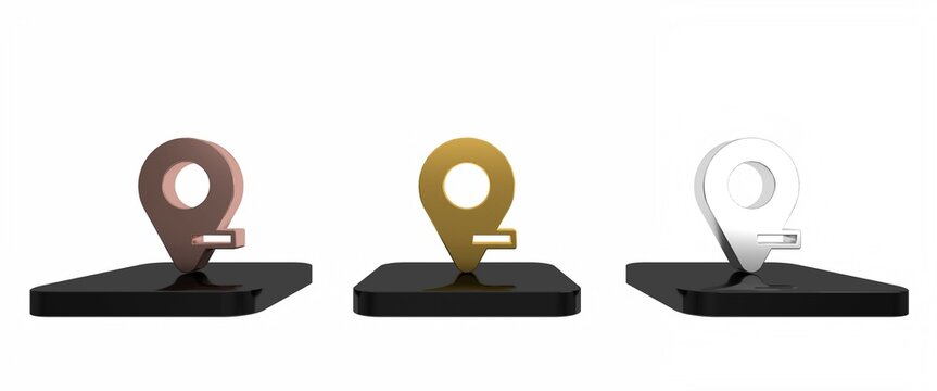 Colorful Map pin icon isolated on white background. Navigation, pointer, location, map, gps, direction concept. Minimalism concept. 3D render illustration