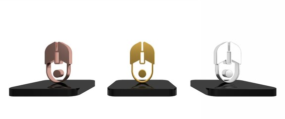 Poster - Colorful Computer mouse icon isolated on white background. Optical with wheel symbol. Minimalism concept. 3D render illustration