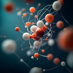 Poster - Molecular Majesty A visually stunning depiction of the grandeur and complexity of molecular structures dynamic molecular dance prismatic electron trails radiant energy fields