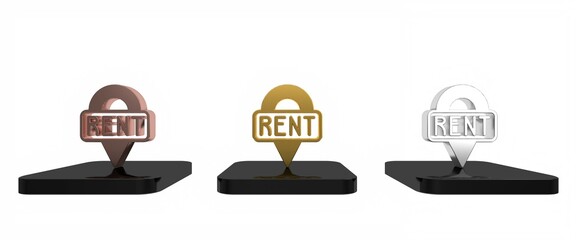 Poster - Colorful Location key icon isolated on white background. The concept of the house turnkey. Minimalism concept. 3D render illustration
