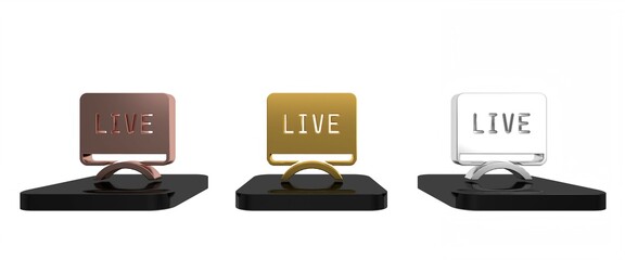 Poster - Colorful Live report icon isolated on white background. Live news, hot news. Minimalism concept. 3D render illustration