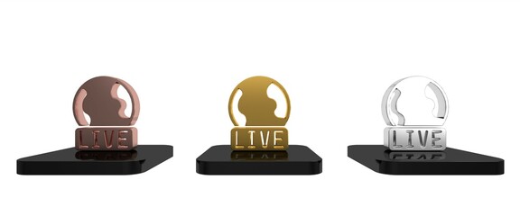 Poster - Colorful Live report icon isolated on white background. Live news, hot news. Minimalism concept. 3D render illustration