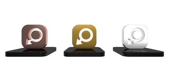Poster - colorful male gender symbol icon isolated on white background. minimalism concept. 3d render illustr