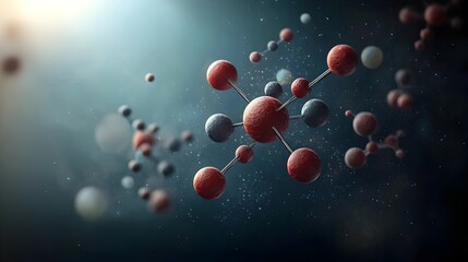 Poster - Mesmerizing Molecular Magic A Captivating Representation of Atomic and Subatomic Structures Glowing with Vibrant Colors and Captivating Patterns in a Futuristic Ethereal Alien Landscape