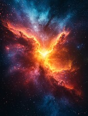 Poster - A Stunning Burst of Light Breaking Through Dark Space, Depicting the Vibrant Colors of a Cosmic Explosion in the Universe