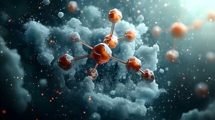 Poster - Enchanting and ethereal molecular system with intricate crystalline structures swirling energy fields and captivating digital art  Featuring composition and a visionary