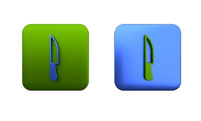 Poster - Colorful Knife icon isolated on white background. Cutlery symbol. Square button. 3D render illustration