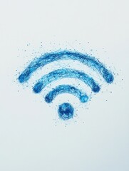 Aufkleber - A blue Wi-Fi icon created from a network of lines and dots illustrates the concept of connectivity in the digital age. Generative AI