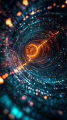 Poster - Abstract Representation of Innovation with Swirling Patterns and Bright Elements Illustrating Modern Technology Concepts and Dynamic Energy Flow in Vibrant Colors